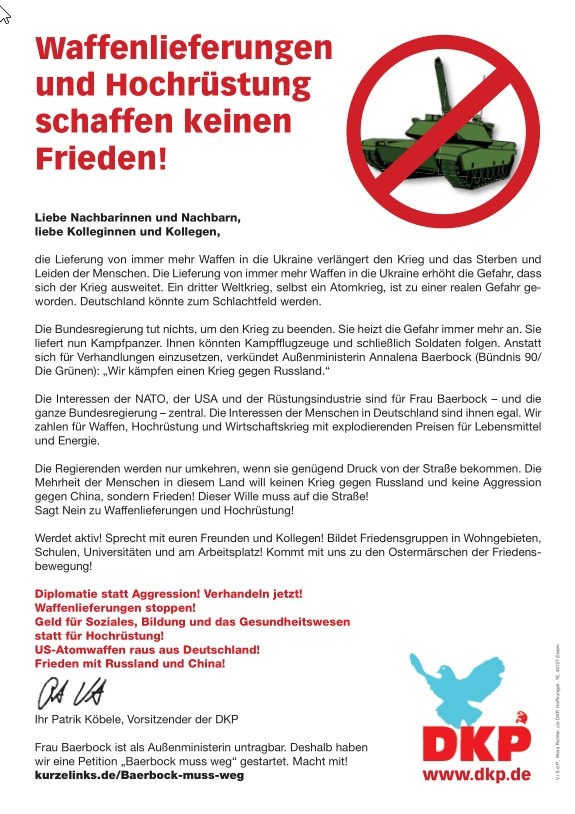 DKP-Information Nachbarschaftsbrief: Waffenlieferungen und Hochrüstung  (PDF, 1.15 MB)